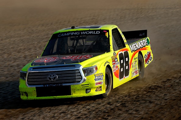 ROSSBURG, OH - JULY 19:  Matt Crafton, driver of the #88 Chi-Chi's/Menards Toyota, drives during practice for the 4th Annual Aspen Dental Eldora Dirt Derby at Eldora Speedway on July 19, 2016 in Rossburg, Ohio.  (Photo by Brian Lawdermilk/Getty Images)