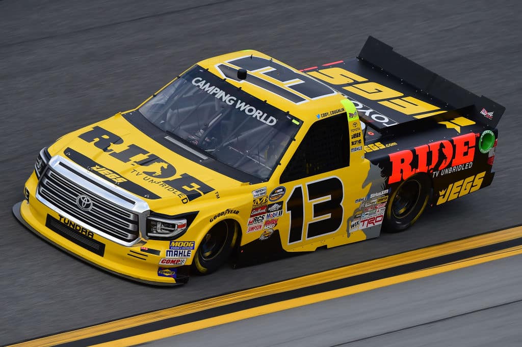 during practice for the NASCAR Camping World Truck Series NextEra Energy Resources 250 at Daytona International Speedway on February 23, 2017 in Daytona Beach, Florida.